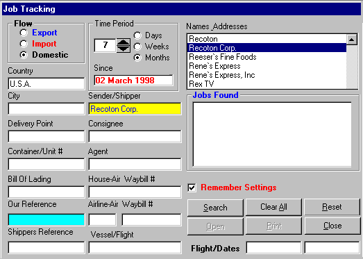 This is the Job Tracking Form