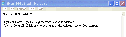 Shipment Notes