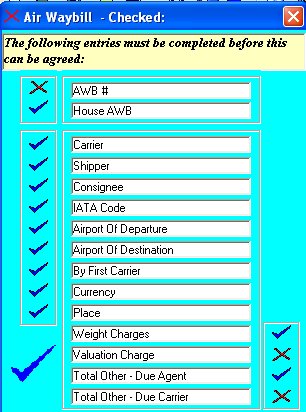 Air WayBill Printing Check Screen